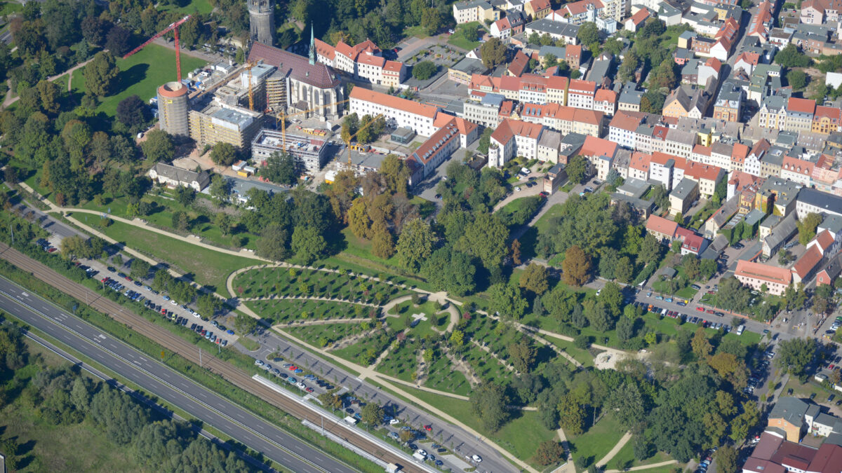 Aerial view of the Luthergarden in Wittenberg in a picture by Meinka