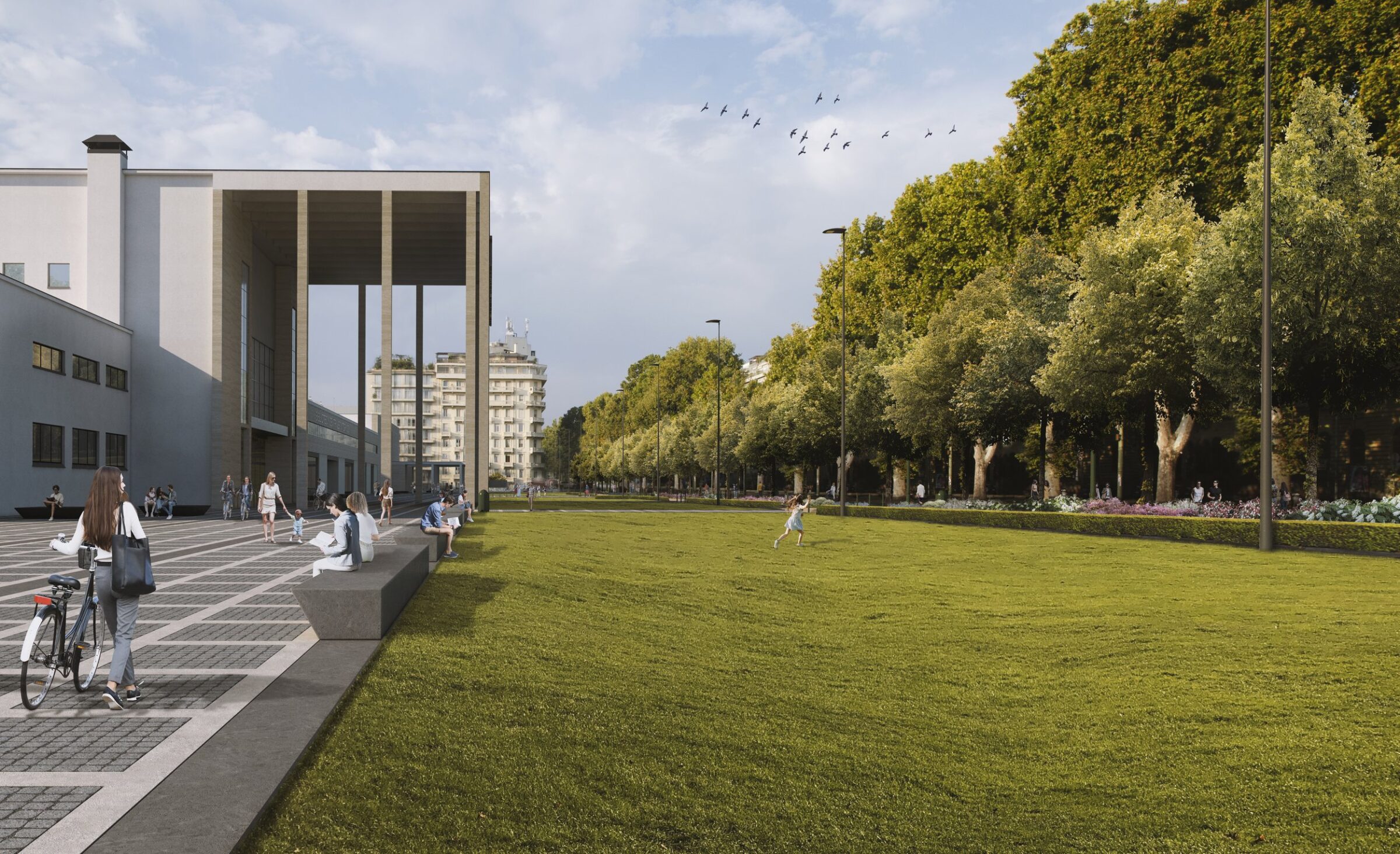 Render Torino esposizione da Piazza Rita Levi Montalcino