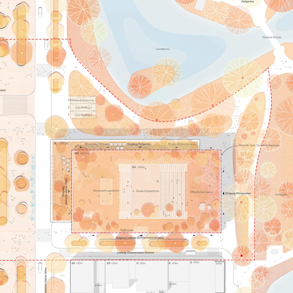 LAND Germany with Bjarke Ingels Group competition design for Deutsche Oper am Rhein in Düsseldorf