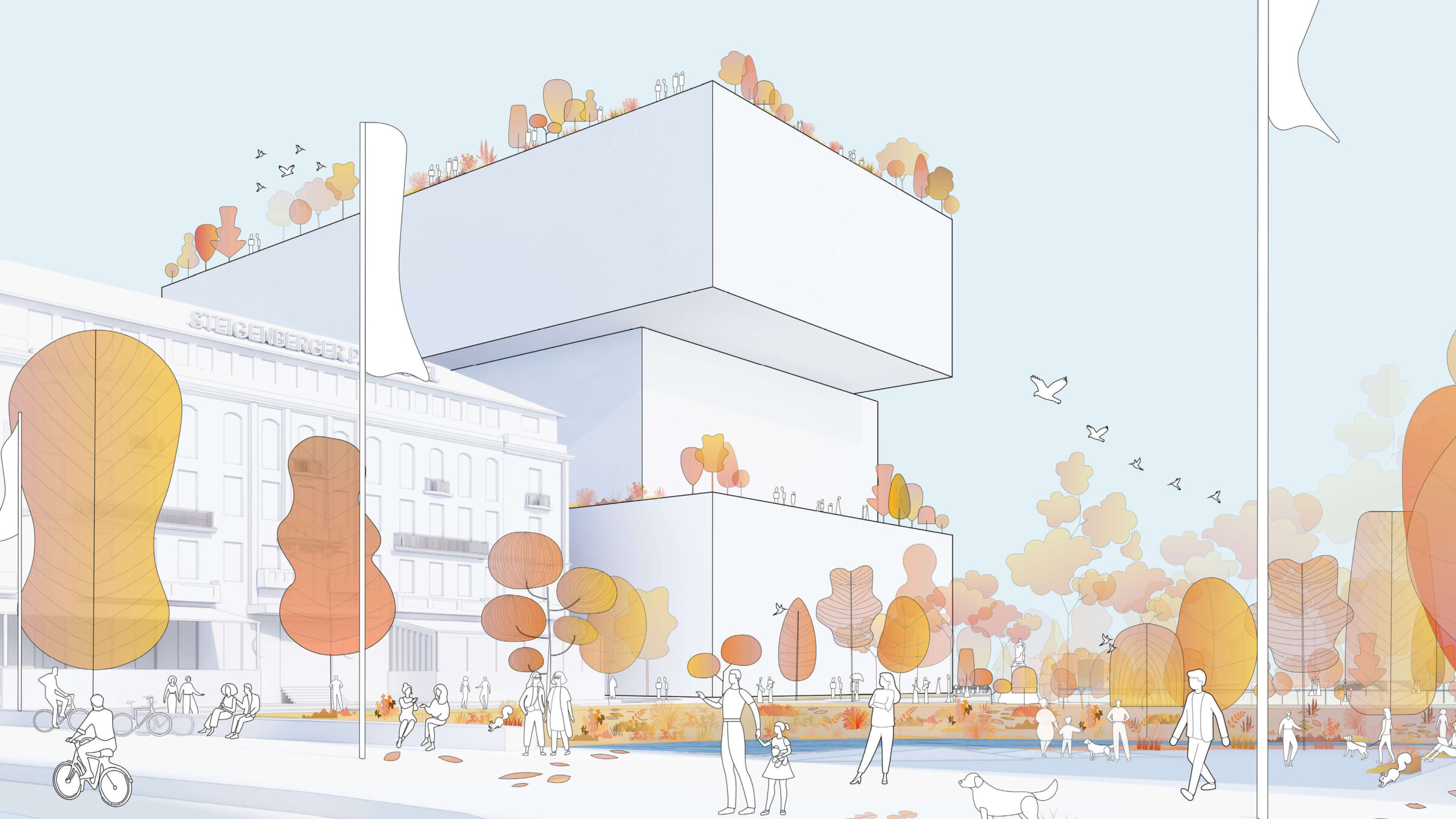 LAND Germany with Bjarke Ingels Group competition design for Deutsche Oper am Rhein in Düsseldorf