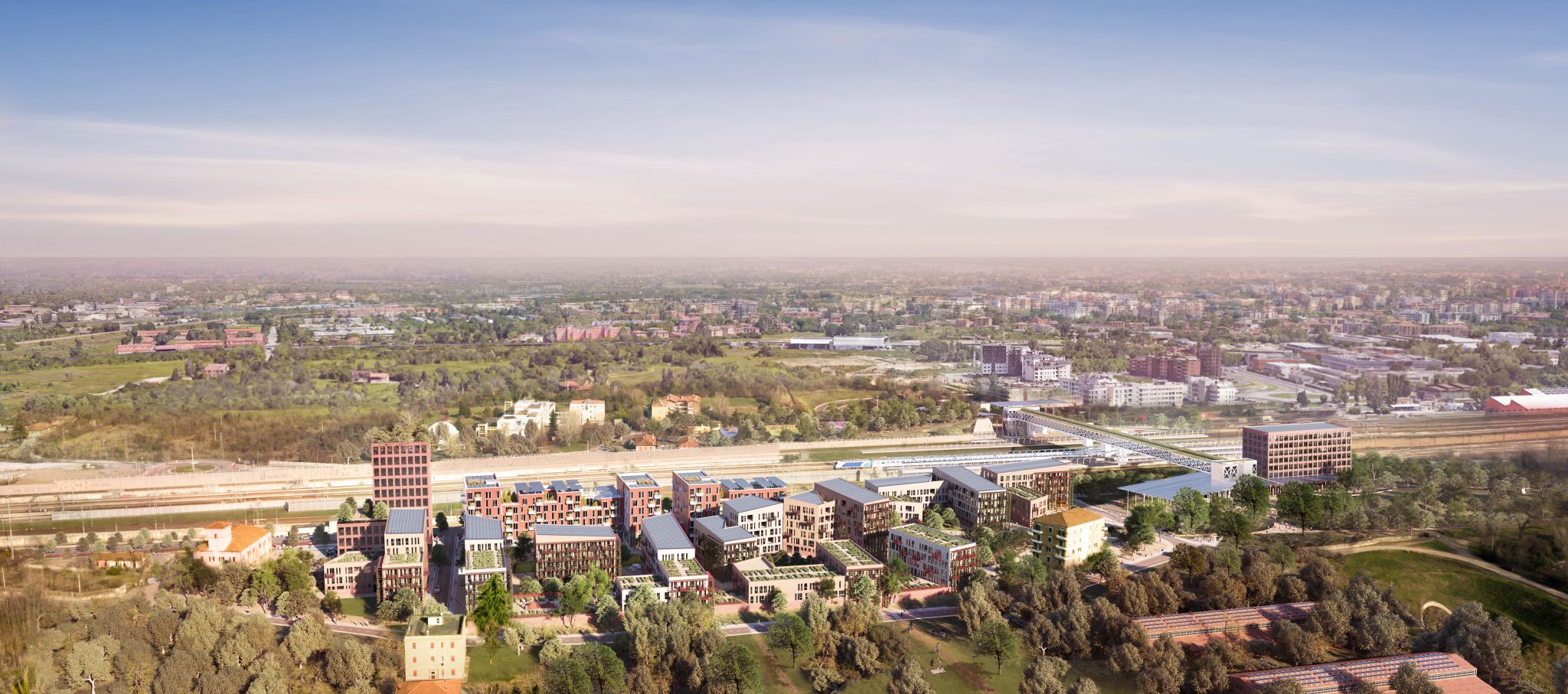 A modern residential quarter near to railway tracks