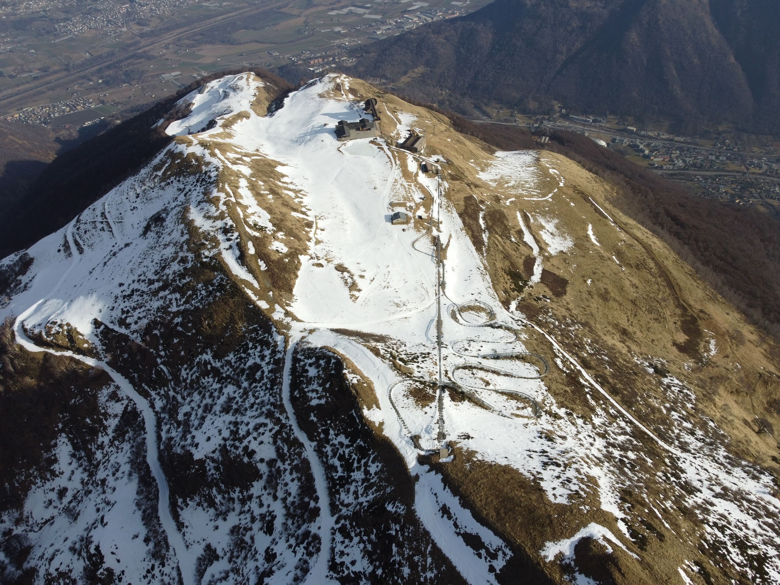 view of the top of a mountain from above