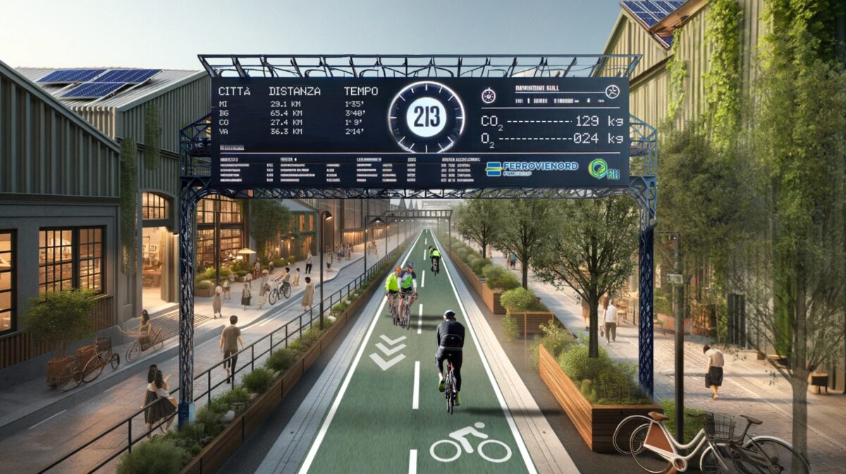 The FILI cylce path with signposts, in the middle of the cty