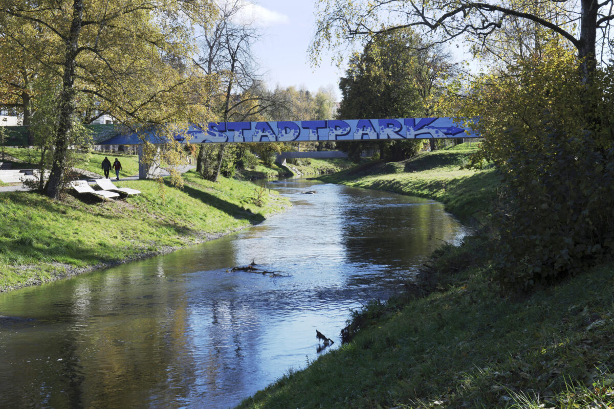 a river in the middle of a park