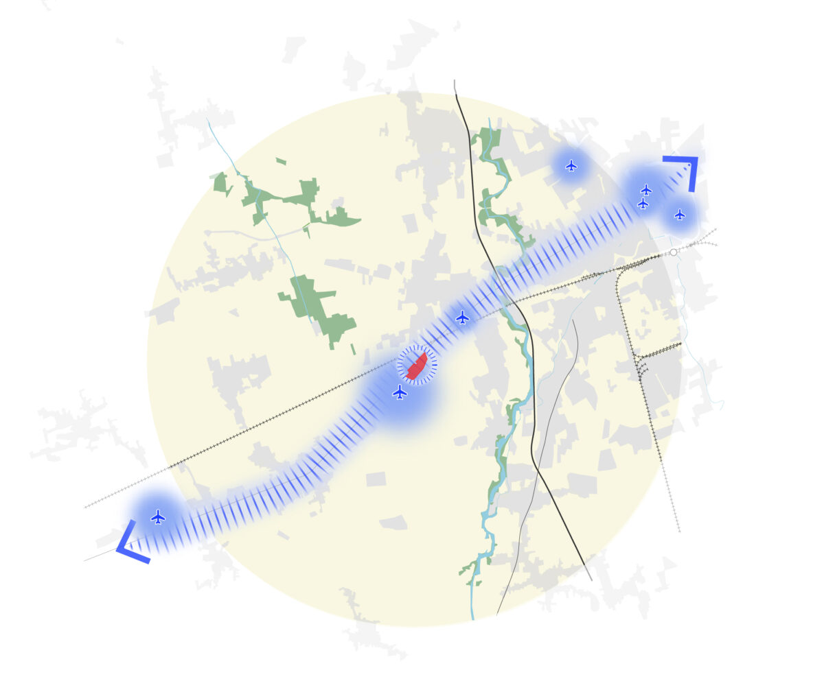 render from above with indications 1